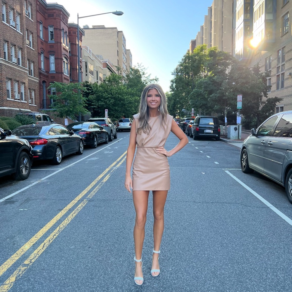 DO+BE Faux Tan Leather Mini Dress
